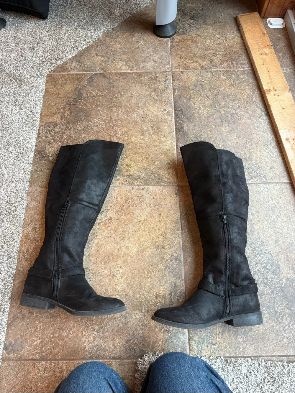 Massimo Black Over-the-Knee Boots with Gold Zip Detail